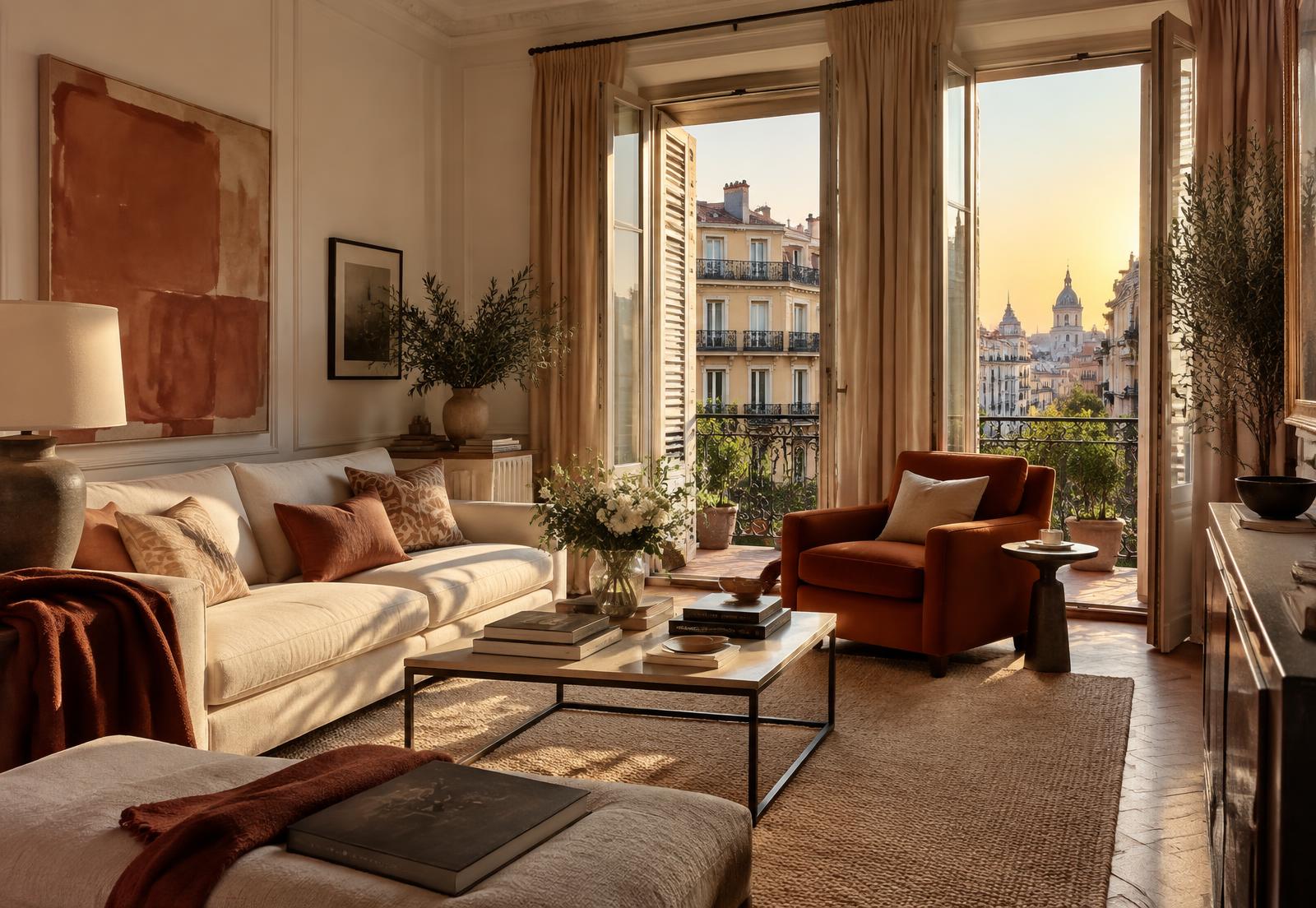 Madrid apartment living room with balcony